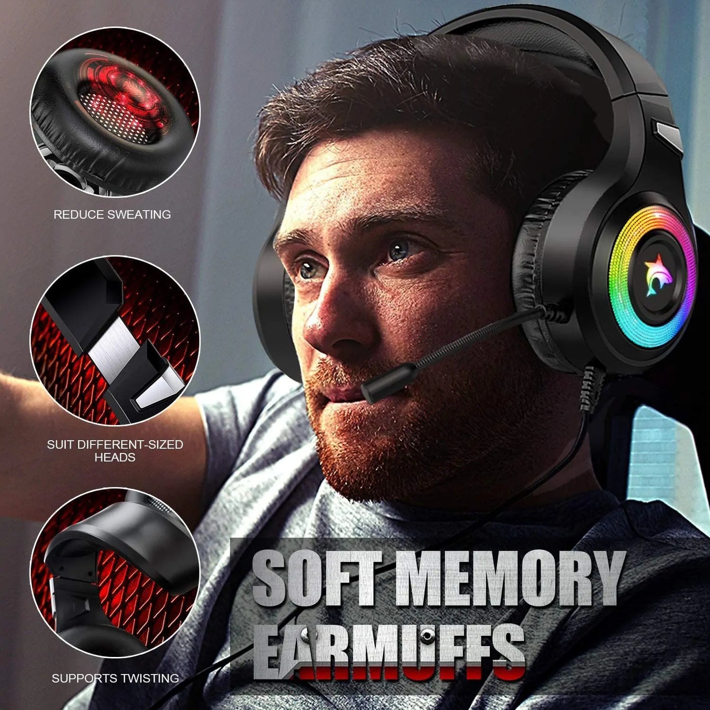 Gaming Headset With Microphone Light